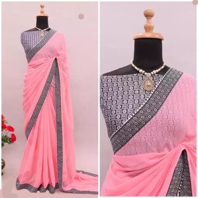 OKTAT Dyed Bollywood Georgette Saree(Pink)