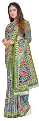 Pemal Designer Digital Print Bollywood Crepe Saree(Multicolor)
