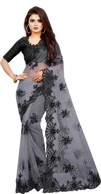 YASHVI Embellished Bollywood Net Saree(Grey, Black)