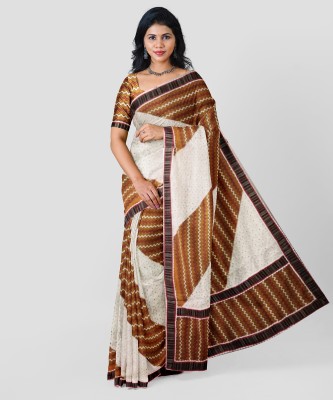 MANIKUNTALAS CREATION Printed Bhagalpuri Art Silk Saree(White)