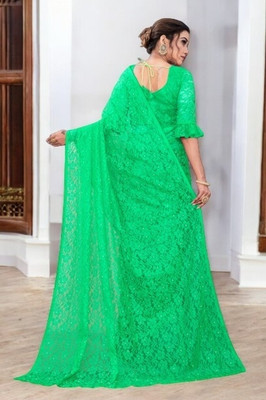 NEXA Self Design Bollywood Net Saree(Green)