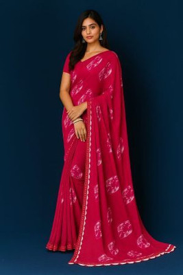 aamya fashion Printed Bollywood Georgette Saree(Magenta)