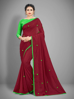 Begum Collection Applique Bollywood Art Silk Saree(Maroon)