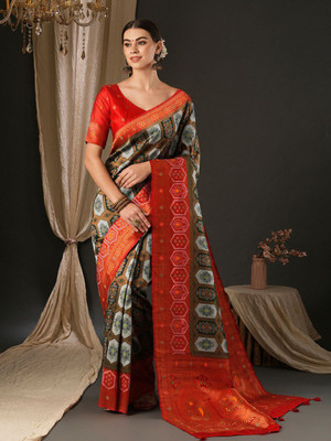 ANOUK Woven Banarasi Silk Blend Saree(Black)