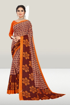 Vimalnath Synthetics Printed Daily Wear Georgette Saree(Orange)