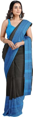 KAKALI'S WORLD Woven Handloom Handloom Pure Cotton Saree(Black, Blue)