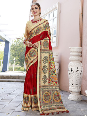 ANOUK Digital Print Bollywood Crepe Saree(Red)