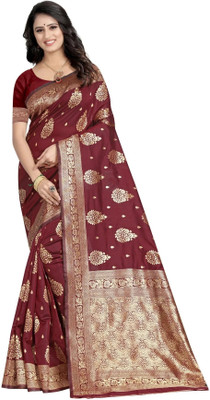 DHAYNAAND REEWA FASHION Woven Banarasi Jacquard Saree(Maroon)