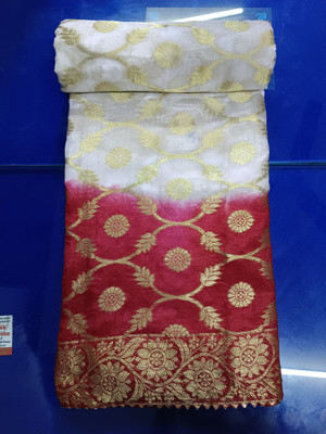 Shree Vinayak Creations Self Design Banarasi Art Silk Saree(Red, White)