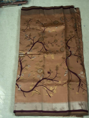 Kannigai's Kalangiyam Woven Banarasi Cotton Silk Saree(Orange)