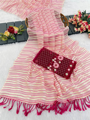 KONICA FAB Solid/Plain Bollywood Chiffon Saree(Pink)