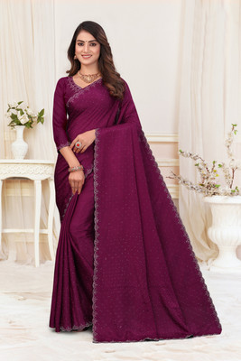 KAKADIYA CREATION Embellished Bollywood Chiffon Saree(Maroon)