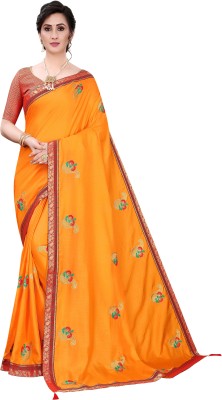 Bhakti Creation Embroidered Banarasi Art Silk Saree(Yellow)