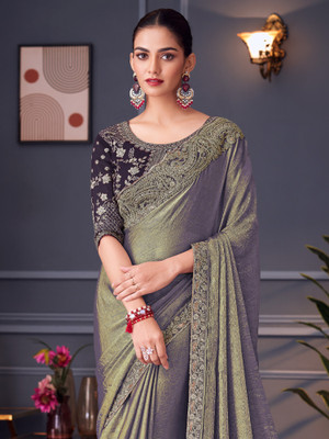 Sareemall Embellished Bollywood Chiffon Saree(Purple)