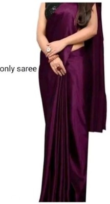 Arpita Fashion Solid/Plain Bollywood Pure Silk, Satin Saree(Purple)