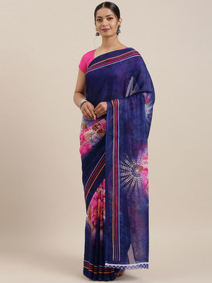 Moda Rapido Printed Daily Wear Georgette Saree(Dark Blue)