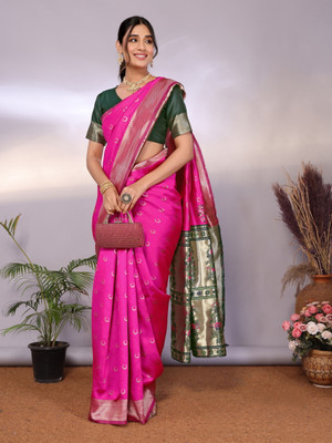HB VENTURE Woven Banarasi Jacquard Saree(Pink)
