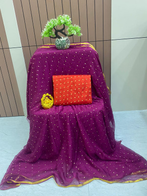 AVOJEE Polka Print Daily Wear Chiffon Saree(Magenta)