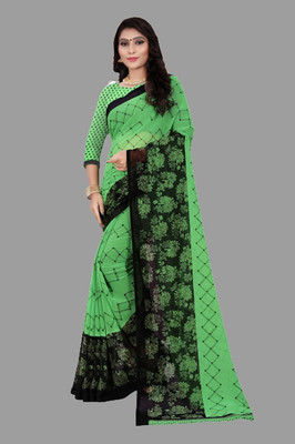 Vimalnath Synthetics Printed Mysore Georgette Saree(Green)