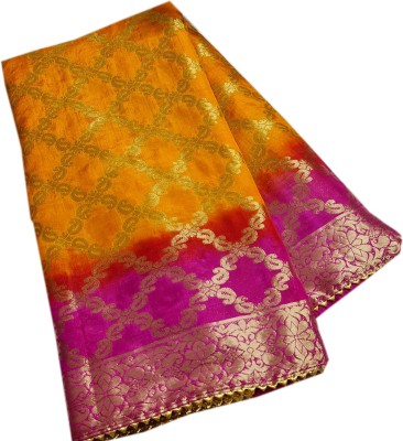 MSC TRENDLINE SAREES Checkered, Woven Banarasi Art Silk, Jacquard Saree(Gold, Pink)