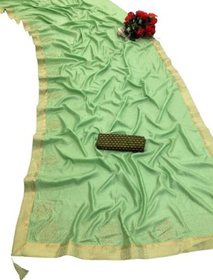 VAHIN FASHION Embroidered, Embellished Bollywood Silk Blend Saree(Light Green)