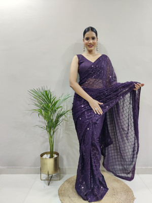 Moda Rapido Embroidered Garara Saree Georgette Saree(Black)