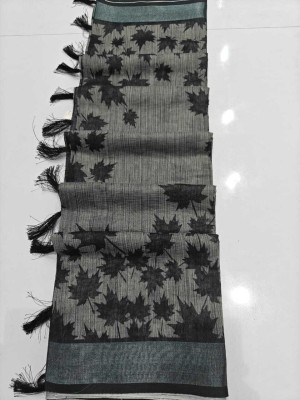AA ONE ENTERPRISE Floral Print Bollywood Cotton Blend Saree(Grey, Black)