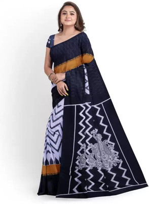 AARTI FASHION Printed, Blocked Printed, Floral Print Daily Wear Pure Cotton Saree(Multicolor)
