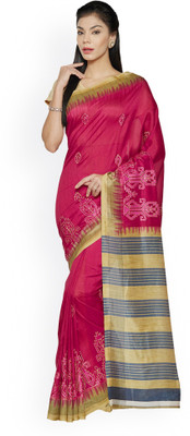 Divastri Solid/Plain Bollywood Cotton Silk Saree(Magenta)