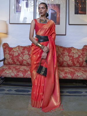 Divastri Woven Chanderi Silk Blend Saree(Pink)