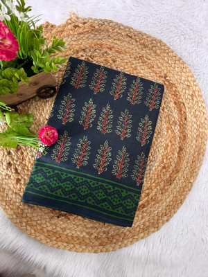 RAGISHA ENTERPRISE Digital Print Daily Wear Cotton Linen Saree(Dark Blue)