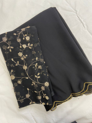 CLICKTHEMALL Self Design Bollywood Georgette Saree(Black)