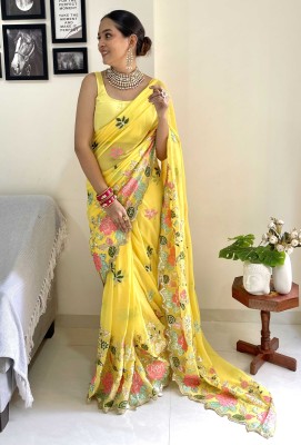 Tasrika Embroidered Bollywood Georgette Saree(Yellow)