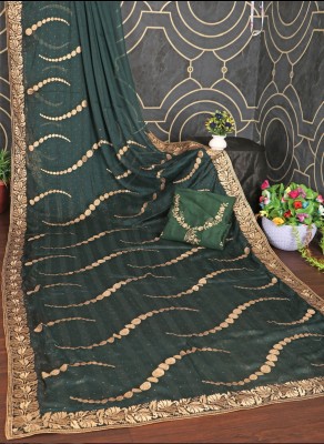 Trendy Saree Atore Embroidered Assam Silk Art Silk Saree(Green)