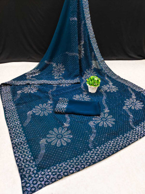 SHREE HARI PRINT Embellished Daily Wear Georgette Saree(Light Blue)