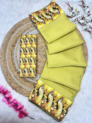 DG's Attire Self Design, Printed Bollywood Georgette Saree(Yellow)