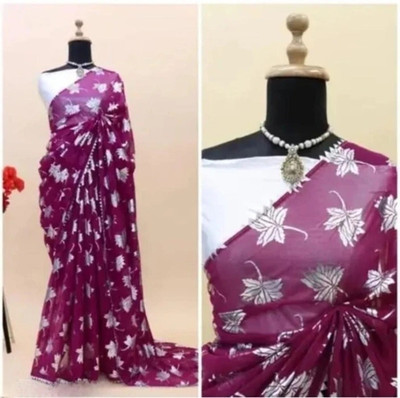 MANISHA Digital Print Bollywood Pure Silk Saree(Purple)