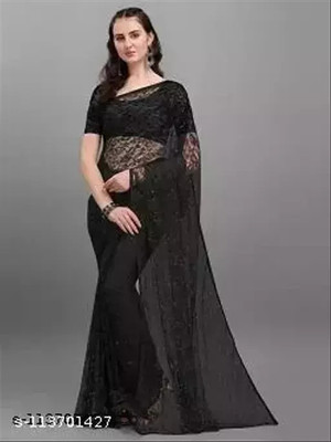 online bazaarr Self Design Bollywood Net Saree(Black)
