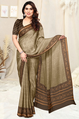 MIRCHI FASHION Printed Daily Wear Chiffon, Georgette Saree(Beige, Brown)