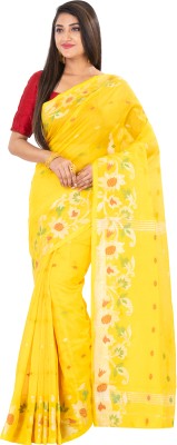 KALPANASAREE Woven, Self Design Handloom Handloom Cotton Blend Saree(Yellow)