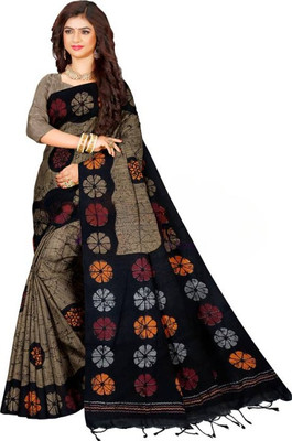 Joyguru Textile Printed Handloom Cotton Blend Saree(Multicolor)