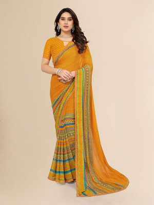 Moda Rapido Printed Bollywood Georgette Saree(Yellow)