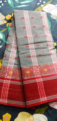 GaurabHandloom Printed Tant Pure Cotton Saree(Grey)