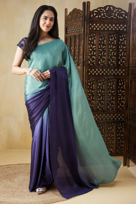 Rachna Ombre Bollywood Satin Saree(Green)