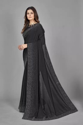 Queenhive Self Design Bollywood Georgette Saree(Black)