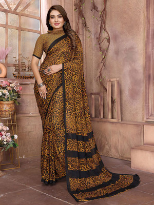 Moda Rapido Paisley Bollywood Georgette Saree(Yellow)