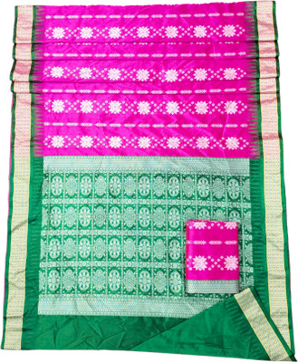 satrangi creation Woven Sambalpuri Handloom Art Silk Saree(Cream)