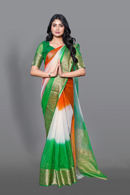 KOTHARI SKT Solid/Plain Bandhani Organza Saree(Multicolor)