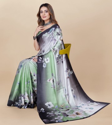 INITHI Floral Print Bollywood Crepe Saree(Multicolor)