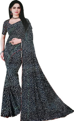 Om Traders Printed Bollywood Cotton Blend Saree(Black)